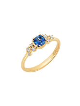 Load image into Gallery viewer, 18k 5mm cushion sapphire &amp; diamond stargazer ring
