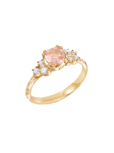 Load image into Gallery viewer, 18k 6mm cushion morganite &amp; diamond stargazer ring
