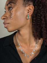 Load image into Gallery viewer, Large azure turquoise huggie hoops
