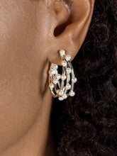 Load image into Gallery viewer, Medium triple row waterfall pearl hoops
