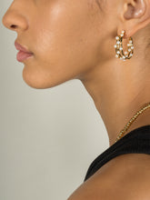 Load image into Gallery viewer, Medium triple row waterfall pearl hoops
