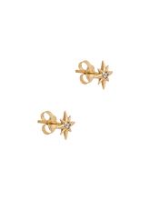 Load image into Gallery viewer, 14k gold north star diamond studs
